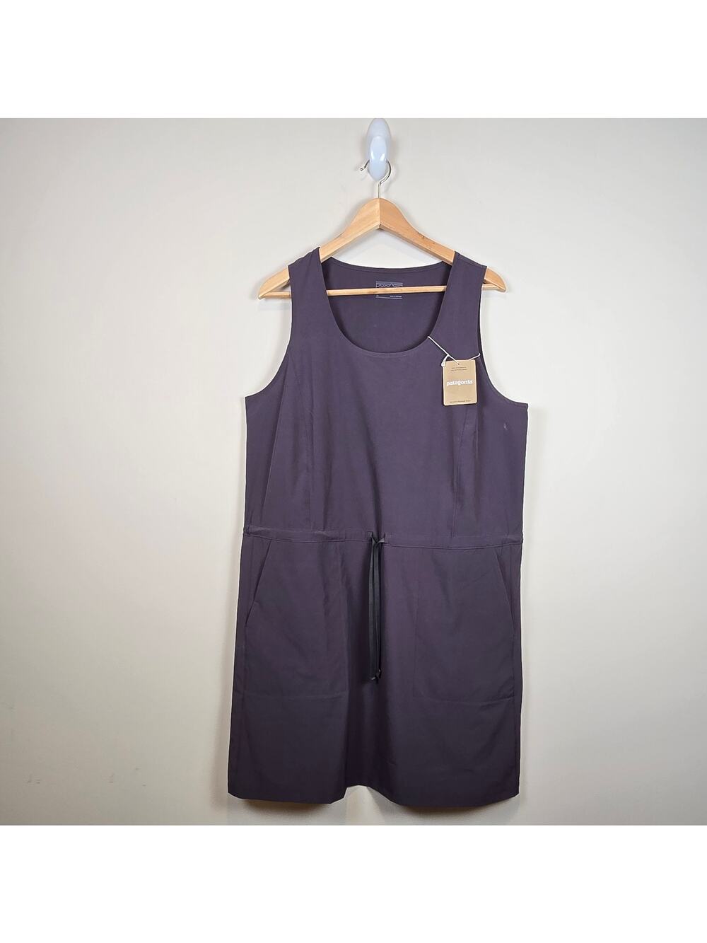 Patagonia Womens Fleetwith Dress Size L Ink Black Drawstring Waist 58336